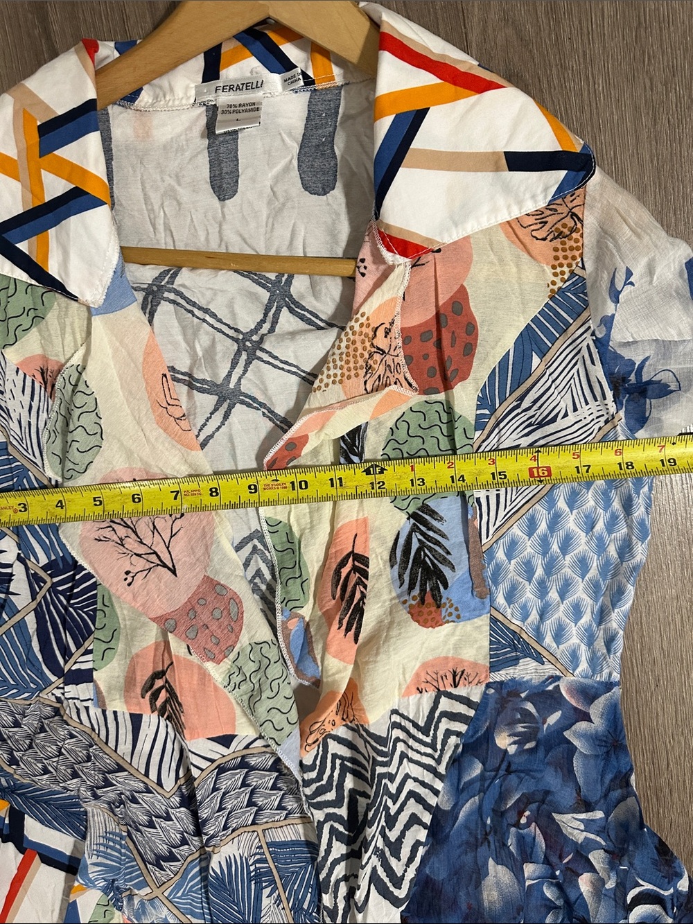 Abstract Multicolor Patterned Blazer-Style Jacket Large - Picture 6 of 6